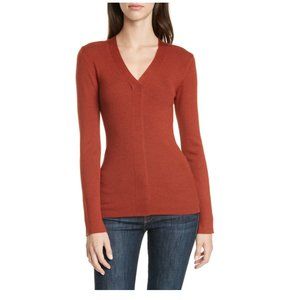 Lewit V-Neck Rib Sweater Rust NWT